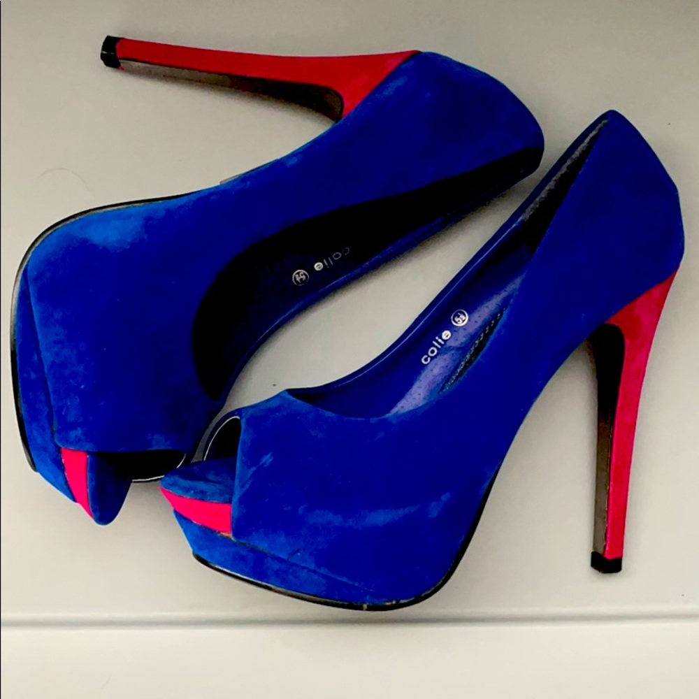 Blue & Fuchsia Extra High Heels